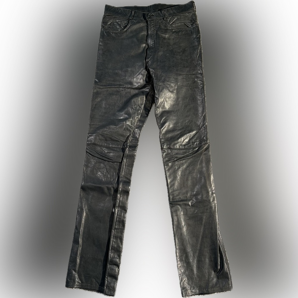 Sleek Black Straight Leg Leather Pants